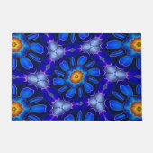 Abstract blauw bloemenpatroon deurmat (Voorkant)
