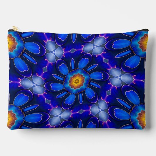 Abstract blauw bloemenpatroon etui (Voorkant)