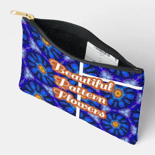 Abstract blauw bloemenpatroon etui (Open)