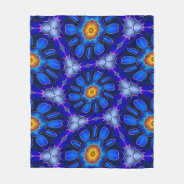 Abstract blauw bloemenpatroon fleece deken