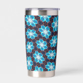 Abstract blauw bloemenpatroon geïsoleerde drinkbeker (Links)