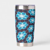 Abstract blauw bloemenpatroon geïsoleerde drinkbeker (Voorkant)