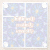 Abstract blauw bloemenpatroon glazen onderzetter (Achterkant)