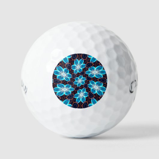 Abstract blauw bloemenpatroon golfballen (Voorkant)