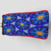 Abstract blauw bloemenpatroon golfheadcover (Voorkant)