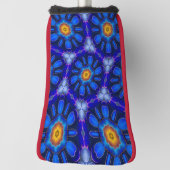 Abstract blauw bloemenpatroon golfheadcover (Draai 90)