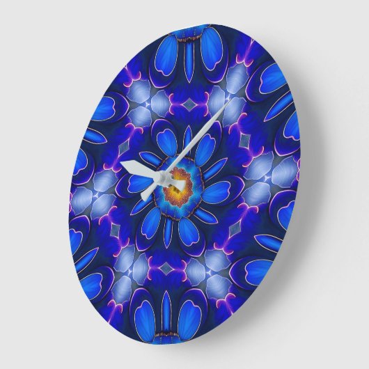 Abstract blauw bloemenpatroon grote klok (Hoek)