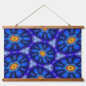 Abstract blauw bloemenpatroon hangend wandkleed (Voorkant)