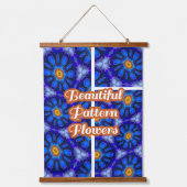 Abstract blauw bloemenpatroon hangend wandkleed (Voorkant)