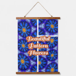 Abstract blauw bloemenpatroon hangend wandkleed