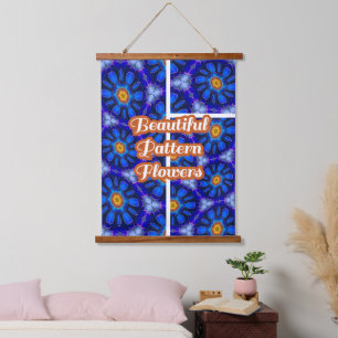 Abstract blauw bloemenpatroon hangend wandkleed