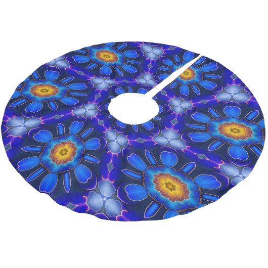 Abstract blauw bloemenpatroon kerstboom rok (Gekanteld)