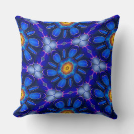 Abstract blauw bloemenpatroon kussen