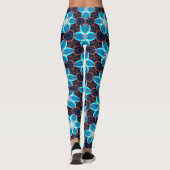 Abstract blauw bloemenpatroon leggings (Achterkant)