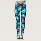Abstract blauw bloemenpatroon leggings (Voorkant)