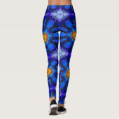 Abstract blauw bloemenpatroon leggings (Achterkant)