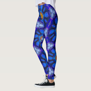 Abstract blauw bloemenpatroon leggings