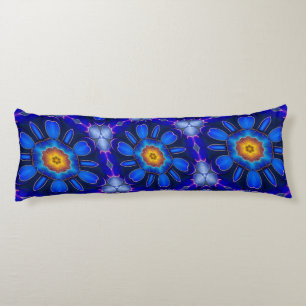 Abstract blauw bloemenpatroon lichaamskussen