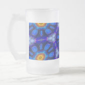 Abstract blauw bloemenpatroon matglas bierpul (Links)
