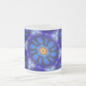 Abstract blauw bloemenpatroon matglas koffiemok (Center)