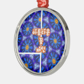 Abstract blauw bloemenpatroon metalen ornament (Links)