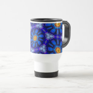 Abstract blauw bloemenpatroon reisbeker