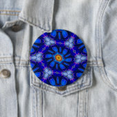 Abstract blauw bloemenpatroon ronde button 4,0 cm (In situ)