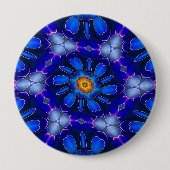 Abstract blauw bloemenpatroon ronde button 4,0 cm (Voorkant)