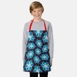 Abstract blauw bloemenpatroon schort