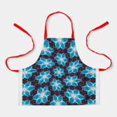Abstract blauw bloemenpatroon schort (Voorkant)