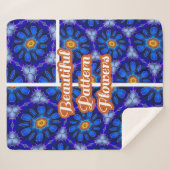Abstract blauw bloemenpatroon sherpa deken (Voorkant (horizontaal))