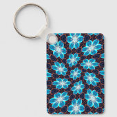 Abstract blauw bloemenpatroon sleutelhanger (Voorkant)