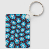 Abstract blauw bloemenpatroon sleutelhanger (Achterkant)