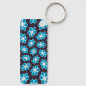 Abstract blauw bloemenpatroon sleutelhanger (Achterkant)