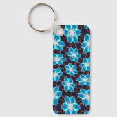 Abstract blauw bloemenpatroon sleutelhanger (Voorkant)