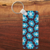 Abstract blauw bloemenpatroon sleutelhanger (Voorkant)
