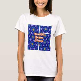 Abstract blauw bloemenpatroon t-shirt