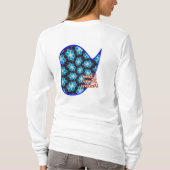 Abstract blauw bloemenpatroon t-shirt (Achterkant)