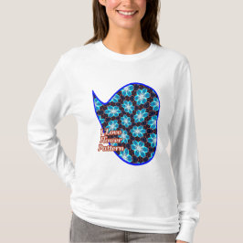 Abstract blauw bloemenpatroon t-shirt