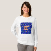 Abstract blauw bloemenpatroon t-shirt (Voorkant volledig)