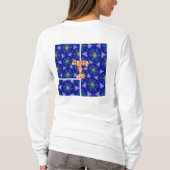 Abstract blauw bloemenpatroon t-shirt (Achterkant)