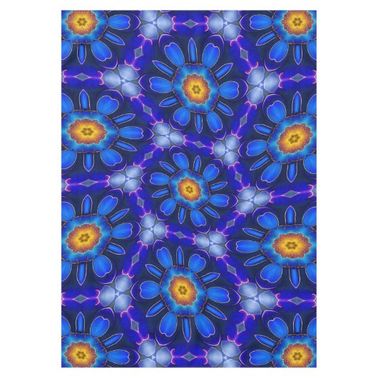 Abstract blauw bloemenpatroon tafelkleed (Voorkant)