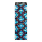 Abstract blauw bloemenpatroon thermosbeker (Achterkant)