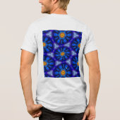 Abstract blauw bloemenpatroon Tri-Blend shirt (Achterkant)