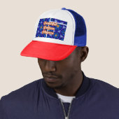 Abstract blauw bloemenpatroon trucker pet (In situ)