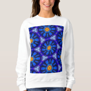 Abstract blauw bloemenpatroon trui