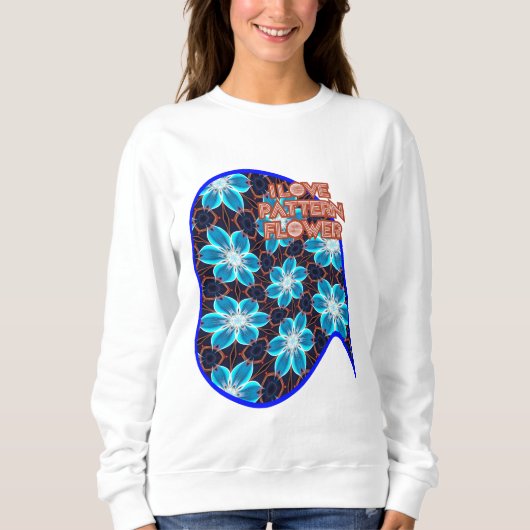 Abstract blauw bloemenpatroon trui (Voorkant)