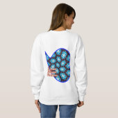 Abstract blauw bloemenpatroon trui (Achterkant volledig)