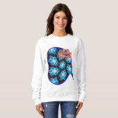 Abstract blauw bloemenpatroon trui (Voorkant volledig)