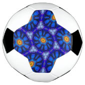 Abstract blauw bloemenpatroon voetbal (Gedraaid)